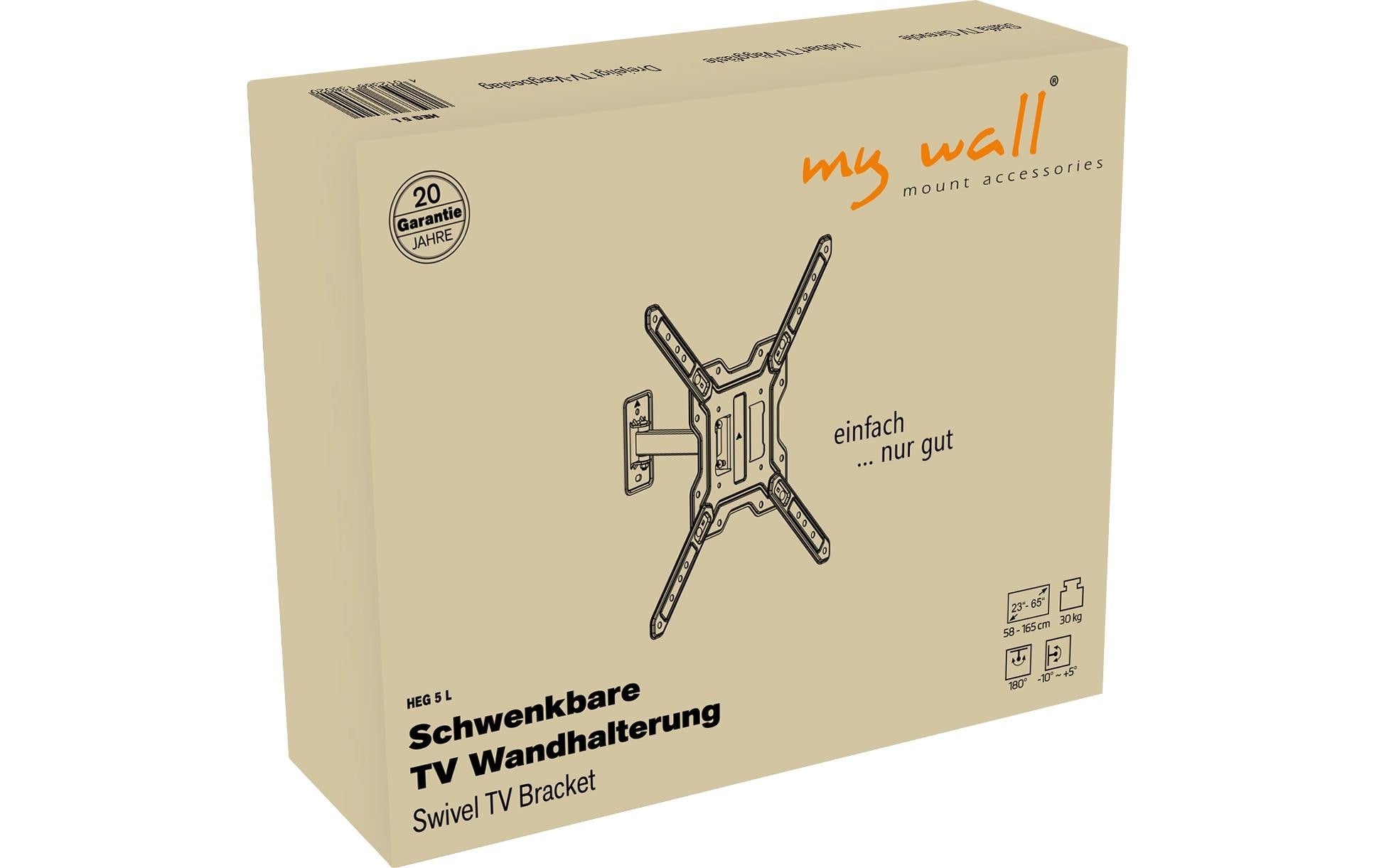 myWall My Wall Wandhalterung – Vollbeweglich – 23–65" – VESA 100×100–400×400 – bis 30 kg, Kabelführung – Schwarz