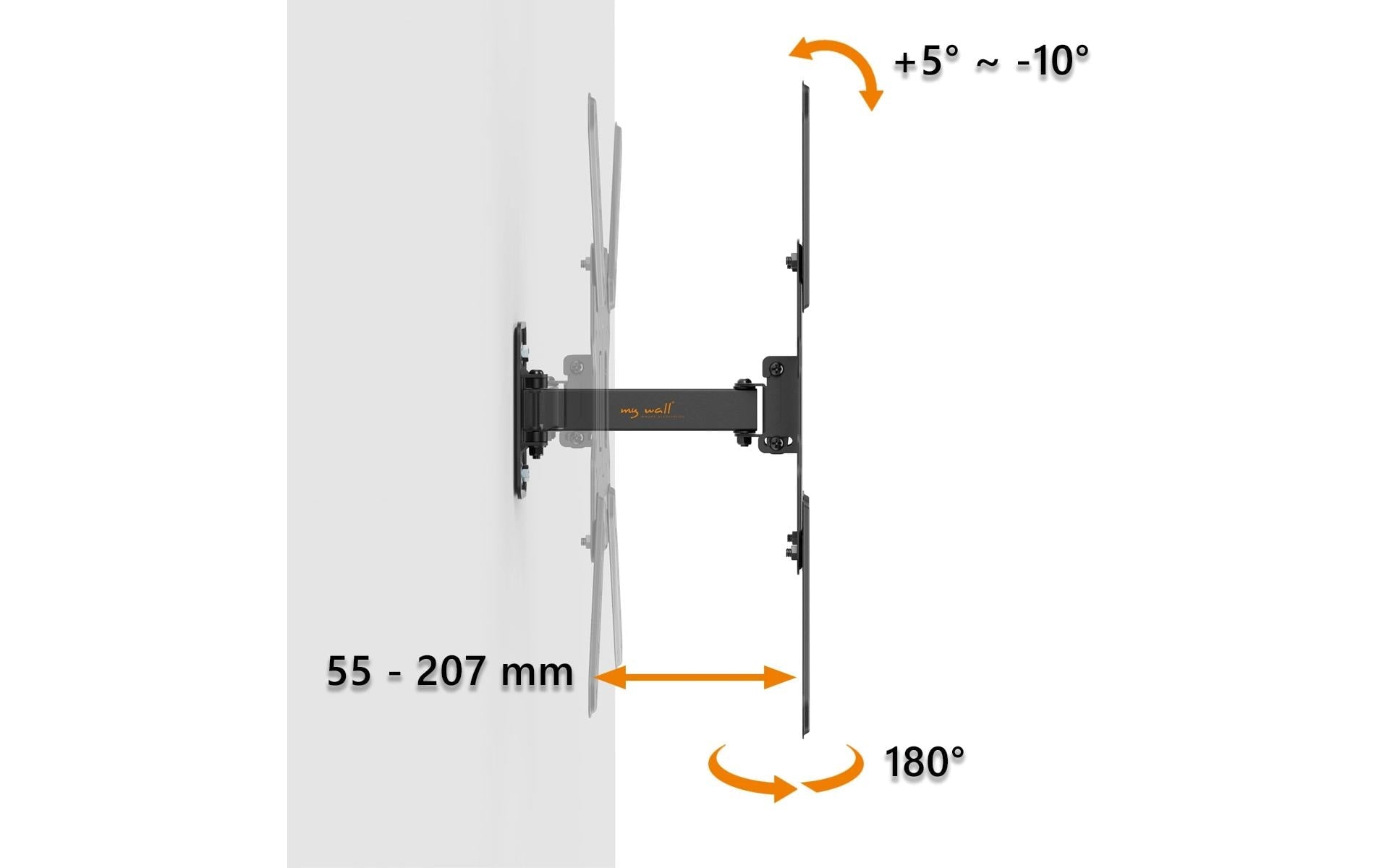 myWall My Wall Wandhalterung – Vollbeweglich – 23–65" – VESA 100×100–400×400 – bis 30 kg, Kabelführung – Schwarz