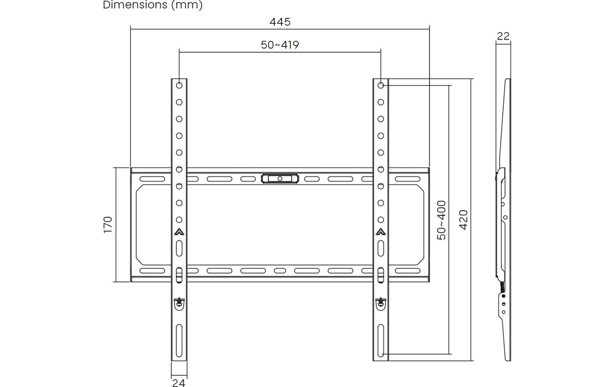 myWall Wandhalterung – Fix – 32–75" – VESA 50×50–400×400 – bis 45 kg – Schwarz