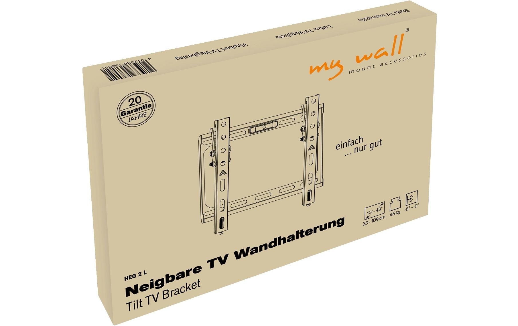 myWall My Wall Wandhalterung – Neigbar – 13–43" – VESA 50×50–200×200 – bis 45 kg – Schwarz