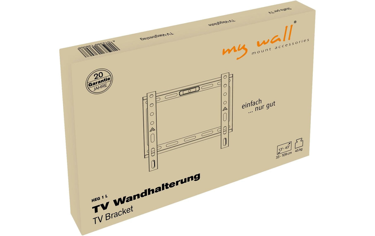 myWall My Wall Wandhalterung – Fix – 13–43" – VESA 50×50–200×200 – bis 45 kg – Schwarz