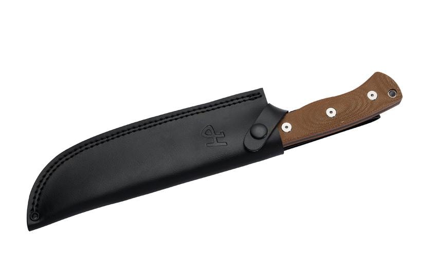 Herbertz Bushcraft- und Survivalmesser D2 – Outdoormesser 197 mm, D2-Stahl, Micarta-Griff, Beige