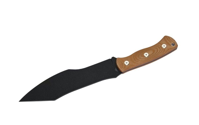 Herbertz Bushcraft- und Survivalmesser D2 – Outdoormesser 197 mm, D2-Stahl, Micarta-Griff, Beige