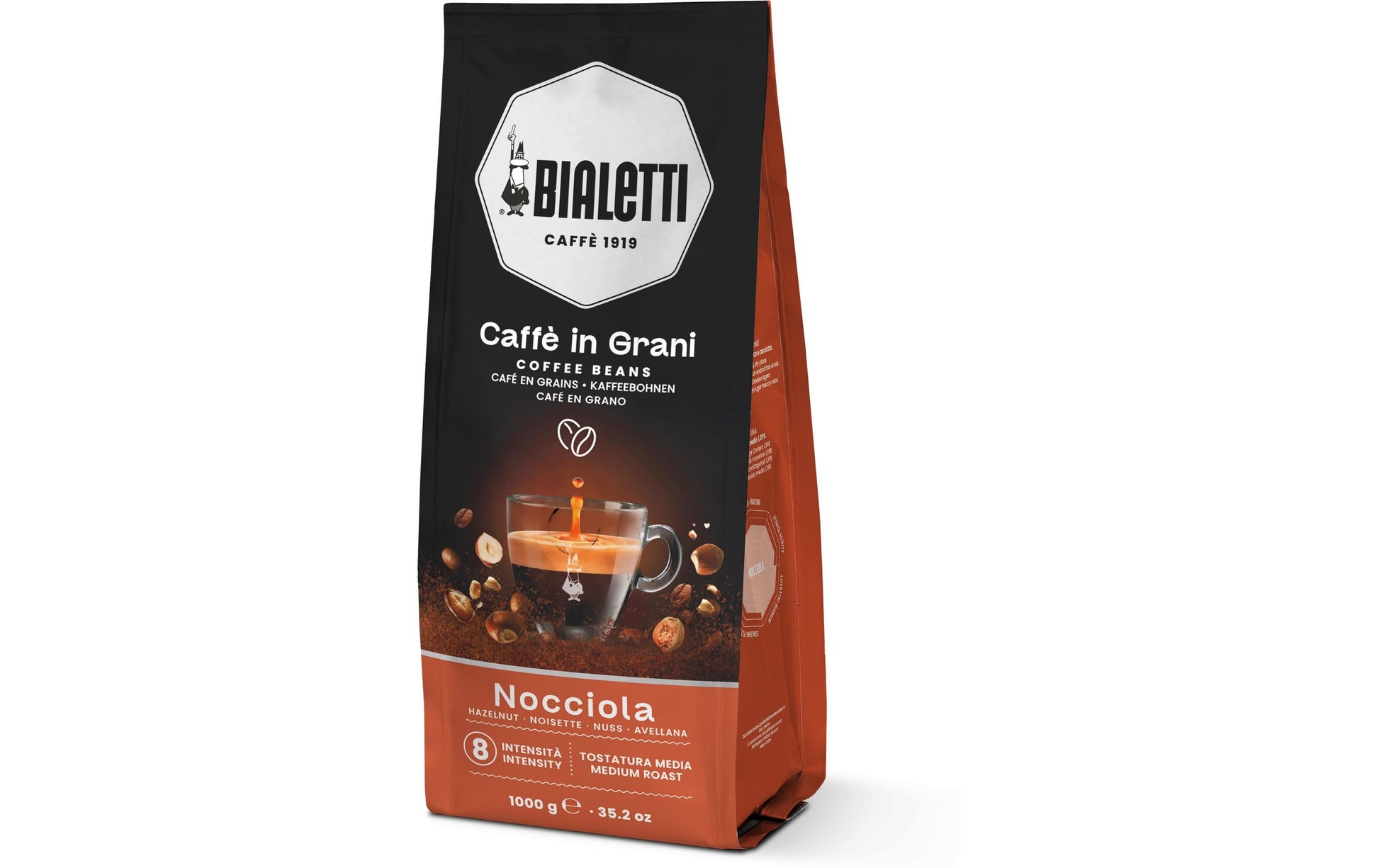 Bialetti Kaffeebohnen – Espresso, Haselnuss, Arabica/Robusta, 500 g