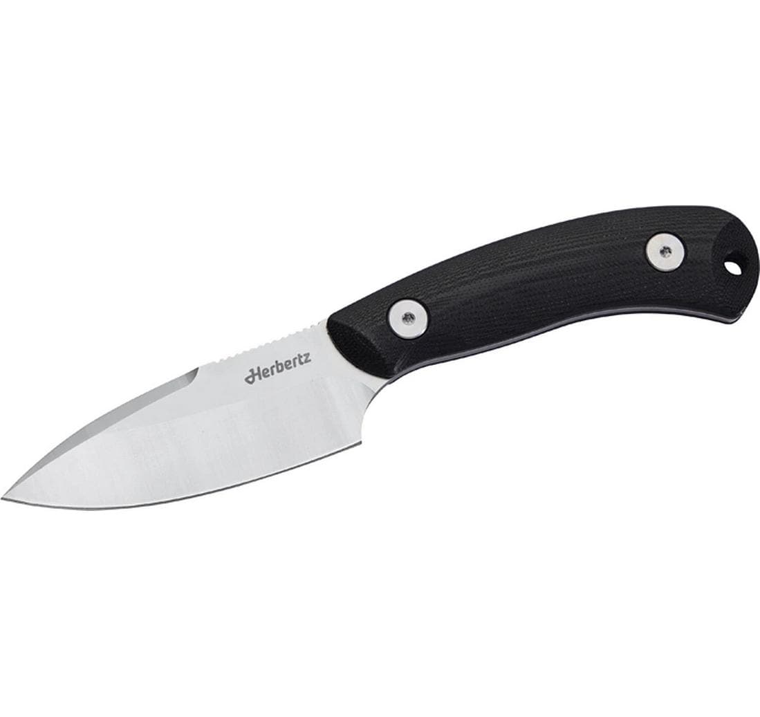 Herbertz Gürtelmesser D2 – Outdoormesser 80 mm, G10-Griff, Schwarz