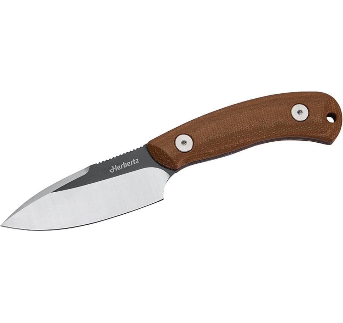 Herbertz D2 – Gürtelmesser 80 mm, Micarta, feststehend, braun