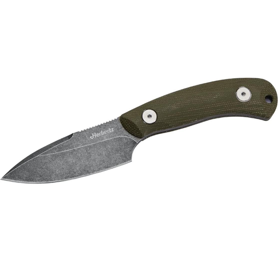 Herbertz Gürtelmesser D2 – Outdoormesser 80 mm, Micarta, feststehende Klinge, Braun
