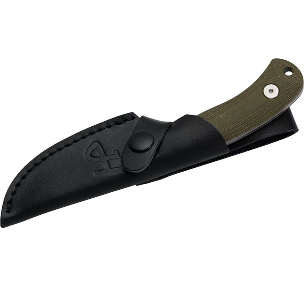 Herbertz Gürtelmesser D2 – Outdoormesser 80 mm, Micarta, feststehende Klinge, Braun
