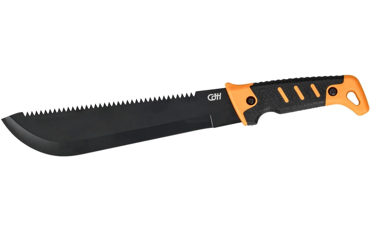 Herbertz CJH – Machete 400 mm, Klingenlänge 250 mm, Nylongriff, Sägerücken, Nylonscheide, Schwarz