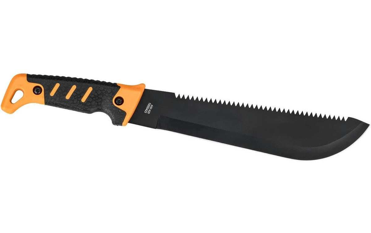 Herbertz CJH – Machete 400 mm, Klingenlänge 250 mm, Nylongriff, Sägerücken, Nylonscheide, Schwarz