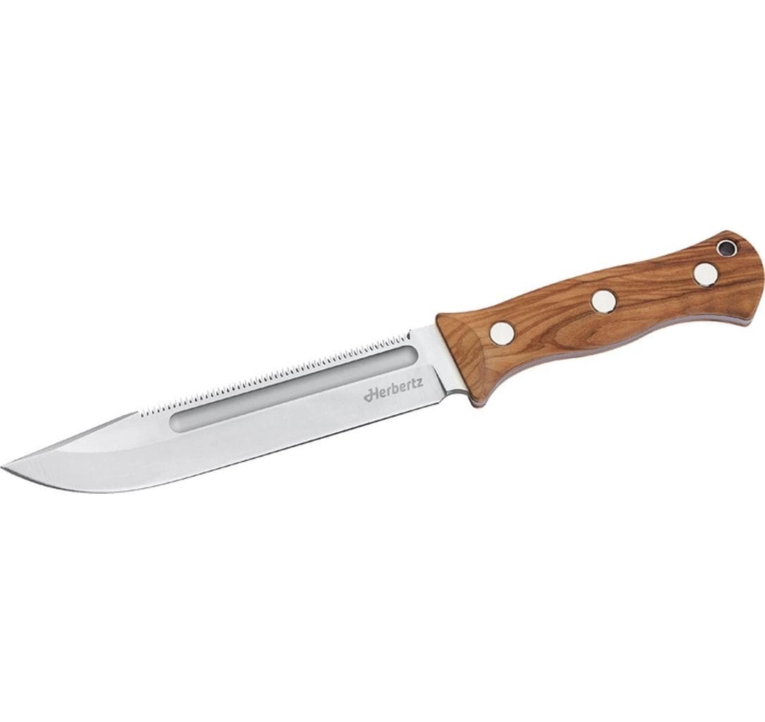 Herbertz D2 – Survivalmesser 165 mm Klinge, Olivenholzgriff, Braun