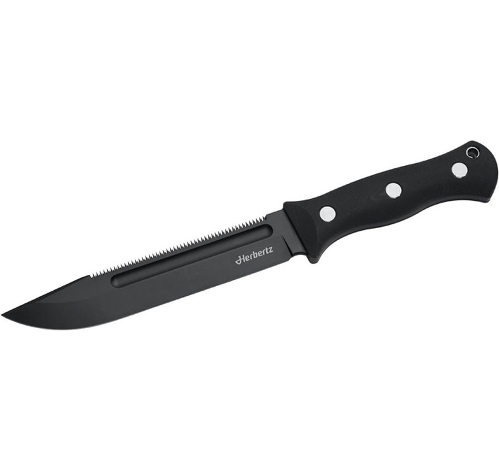 Herbertz Outdoormesser 165 mm, D2-Klinge, G10-Griff, feststehend, schwarz