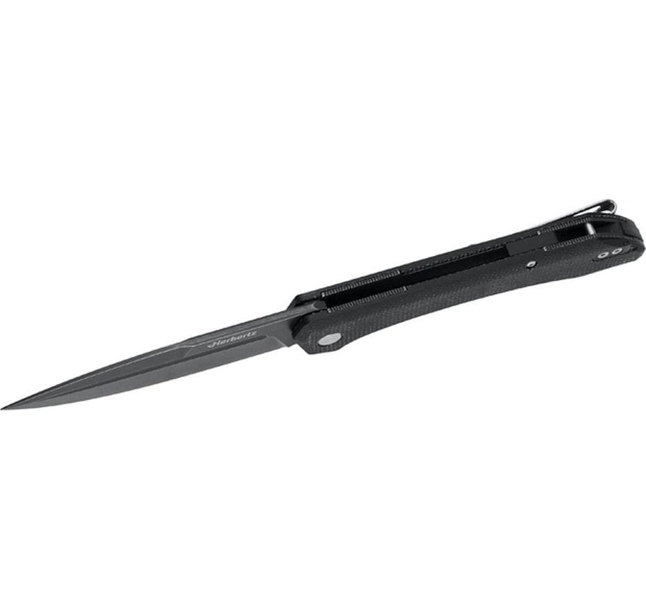 Herbertz Klappmesser 94 mm, Micarta, Liner-Lock, Schwarz