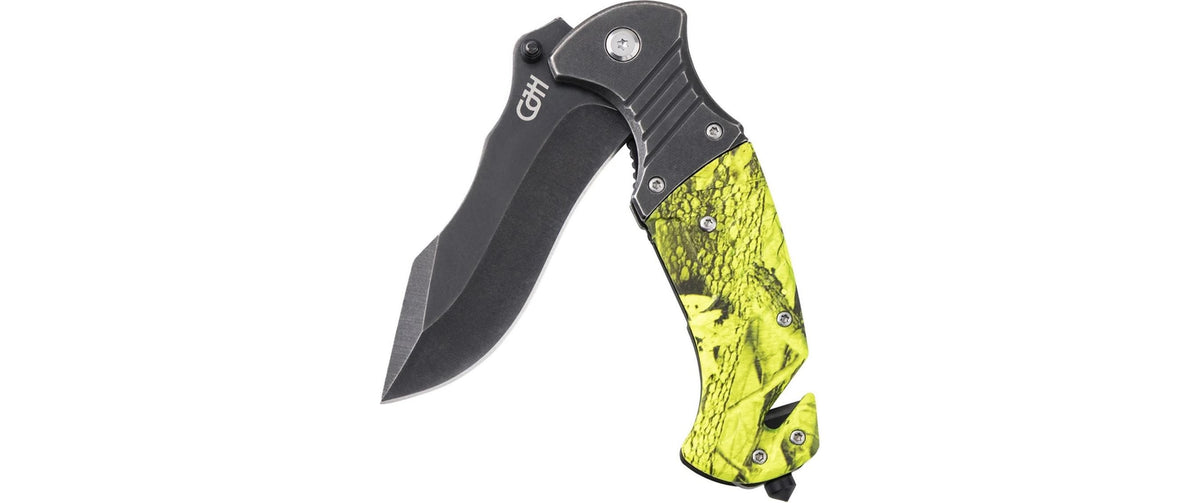 Herbertz CJH Rettungsmesser – Klappmesser 90 mm, Liner-Lock, Camouflage (Grün)