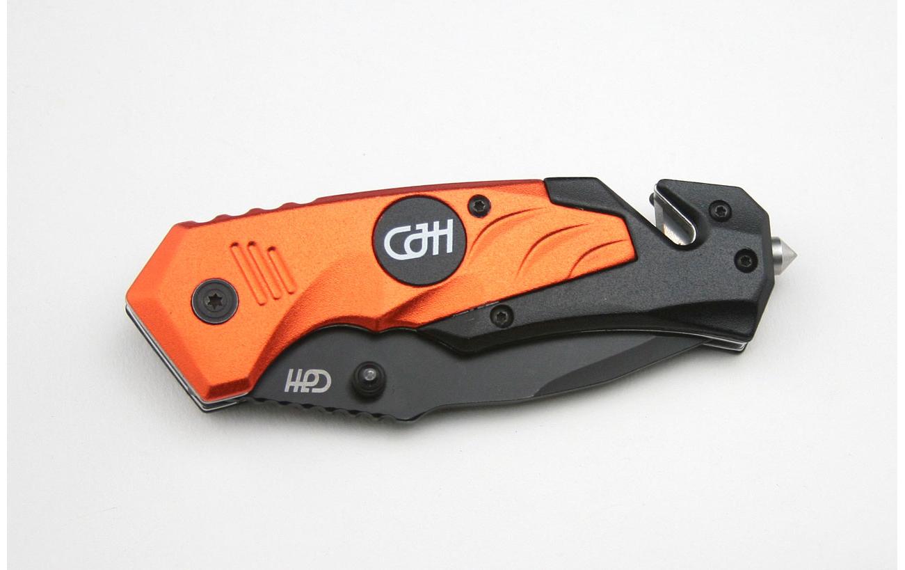 Herbertz CJH – Klappmesser 82 mm, Glasbrecher und Gurtschneider, Orange