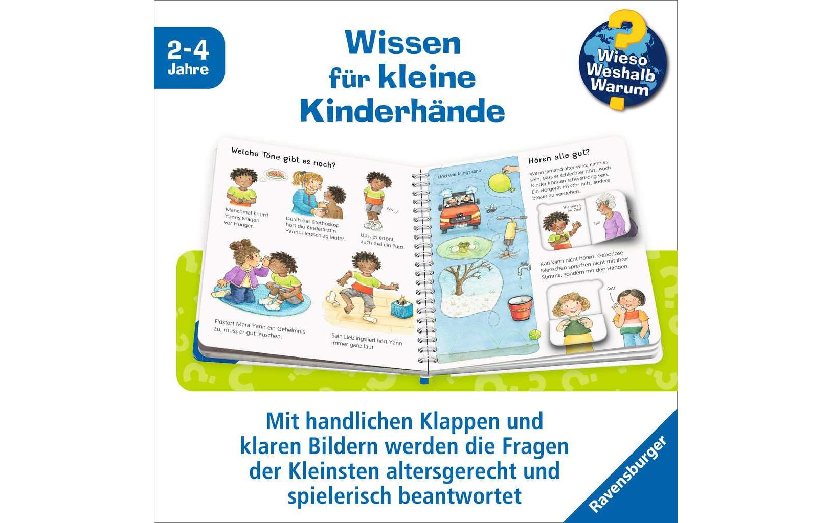 Ravensburger Buch – Wieso? Weshalb? Warum? Sehen, Riechen, Hören, Softcover, 16 Seiten, ab 2 Jahren