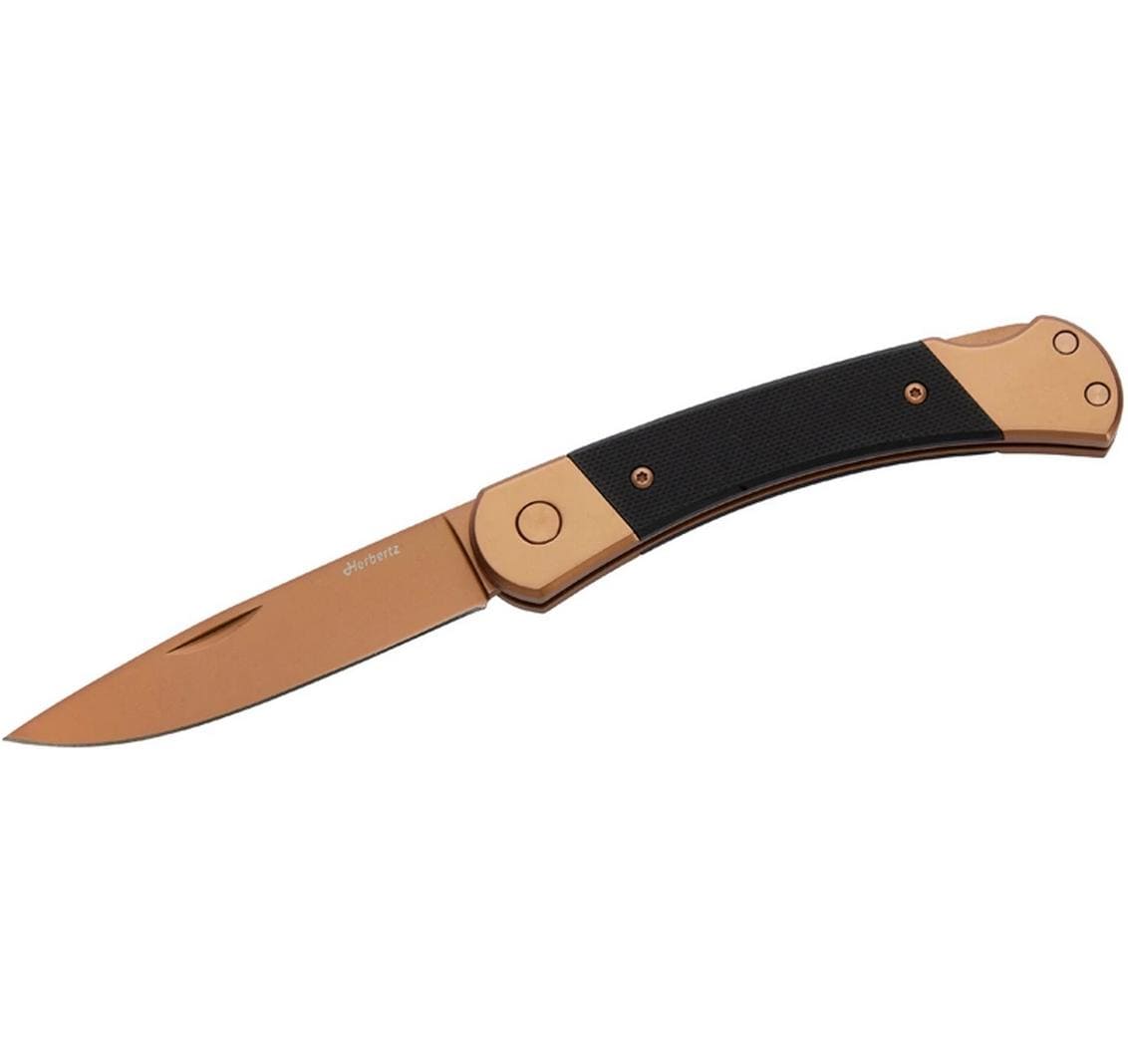 Herbertz Klappmesser 80 mm, Stahl, Kunststoff, Lock-Back, Gold