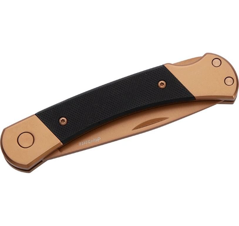 Herbertz Klappmesser 80 mm, Stahl, Kunststoff, Lock-Back, Gold