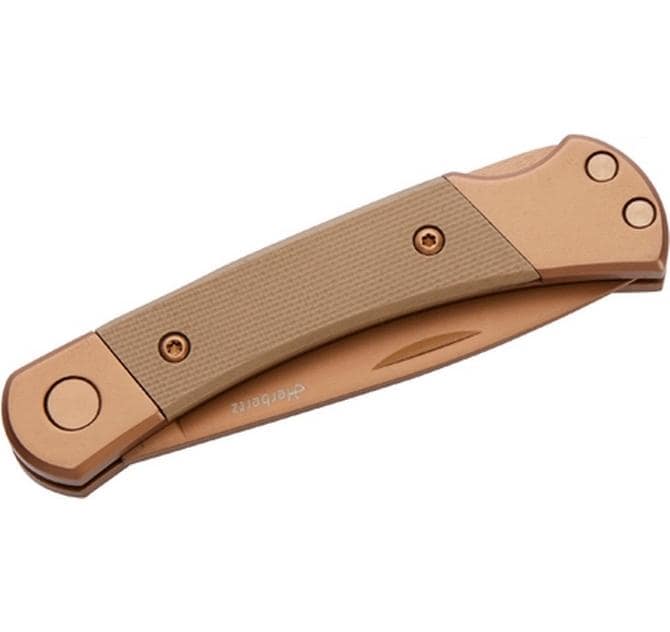 Herbertz Klappmesser 65 mm, Kunststoff, Lock-Back-Verriegelung, Beige