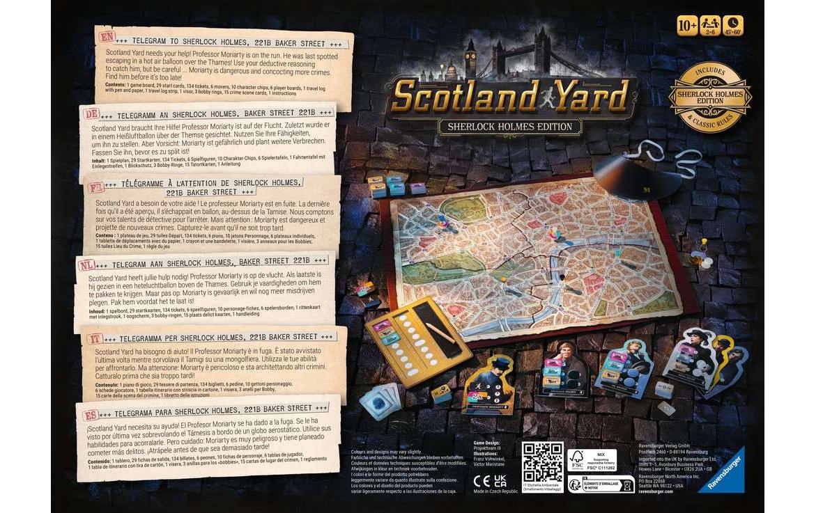 Ravensburger S. Holmes Scotland Yard Familienausgabe – Brettspiel, 2–6 Spieler, ab 10 Jahren, 60 Min