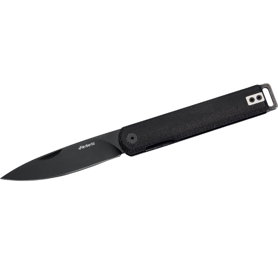 Herbertz Klappmesser 93 mm, Micarta, Edelstahl, Liner-Lock, Schwarz