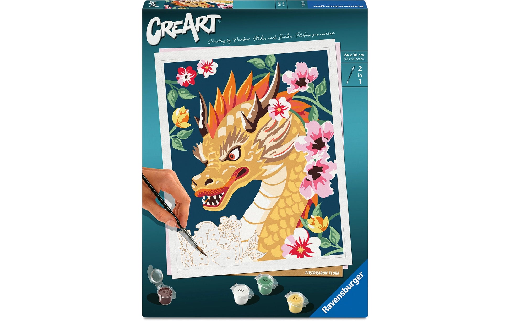 Ravensburger Firedragon Flora – Malen-nach-Zahlen-Set – Drachen – ab 12 Jahren