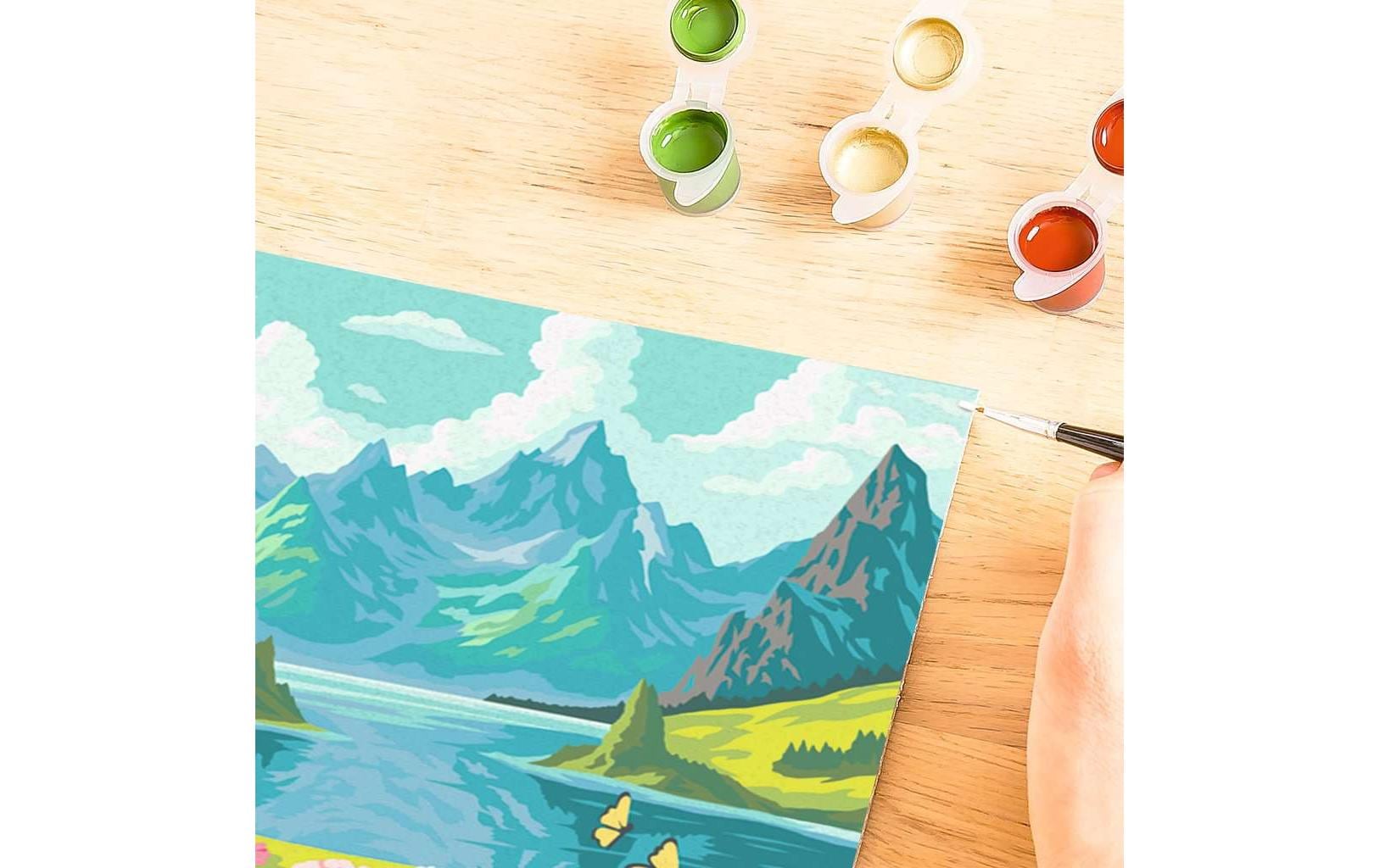 Ravensburger Malen-nach-Zahlen-Set – Meer der Blumen am Bergsee – ab 12 Jahren