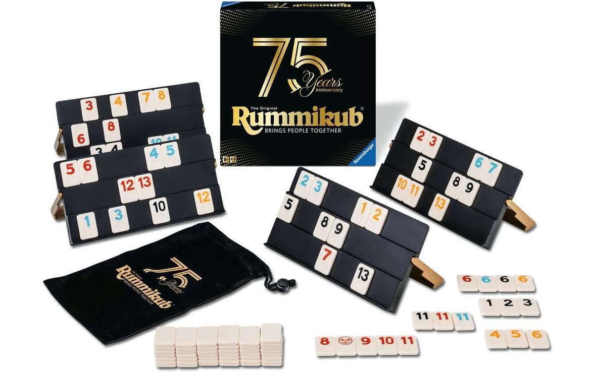 Ravensburger Rummikub 75. Jubiläumsedition – Brettspiel, 2–4 Spieler, ab 7 Jahren, 45 Min., DE/FR/IT