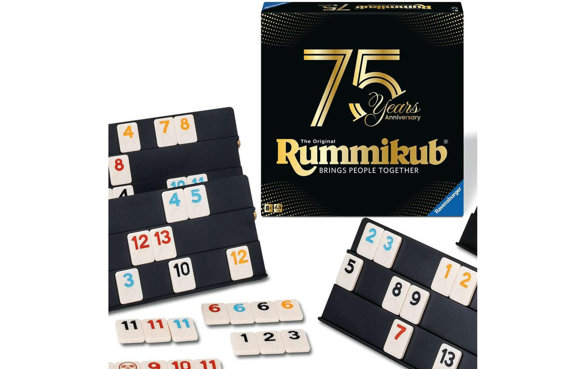 Ravensburger Rummikub 75. Jubiläumsedition – Brettspiel, 2–4 Spieler, ab 7 Jahren, 45 Min., DE/FR/IT