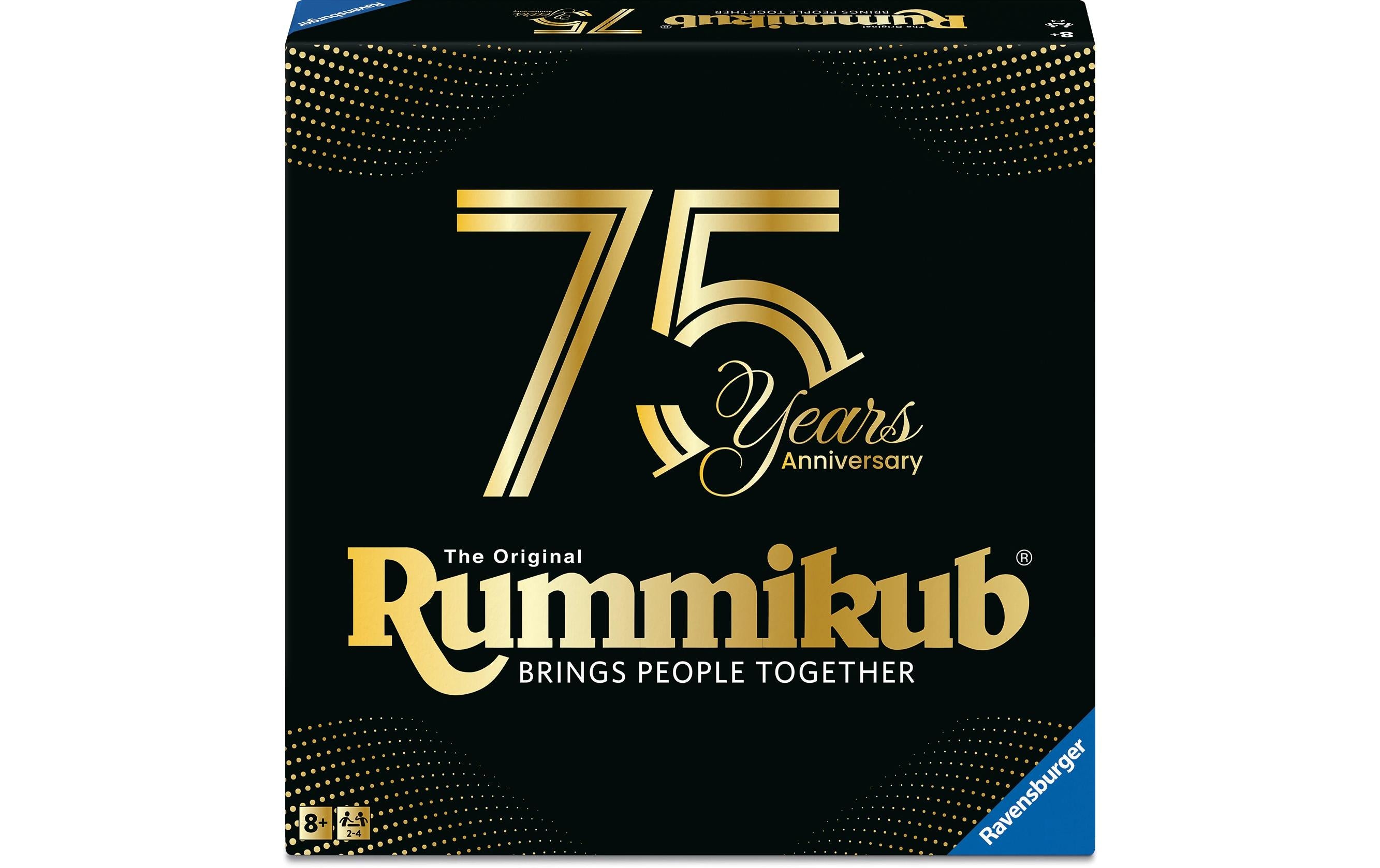 Ravensburger Rummikub 75. Jubiläumsedition – Brettspiel, 2–4 Spieler, ab 7 Jahren, 45 Min., DE/FR/IT