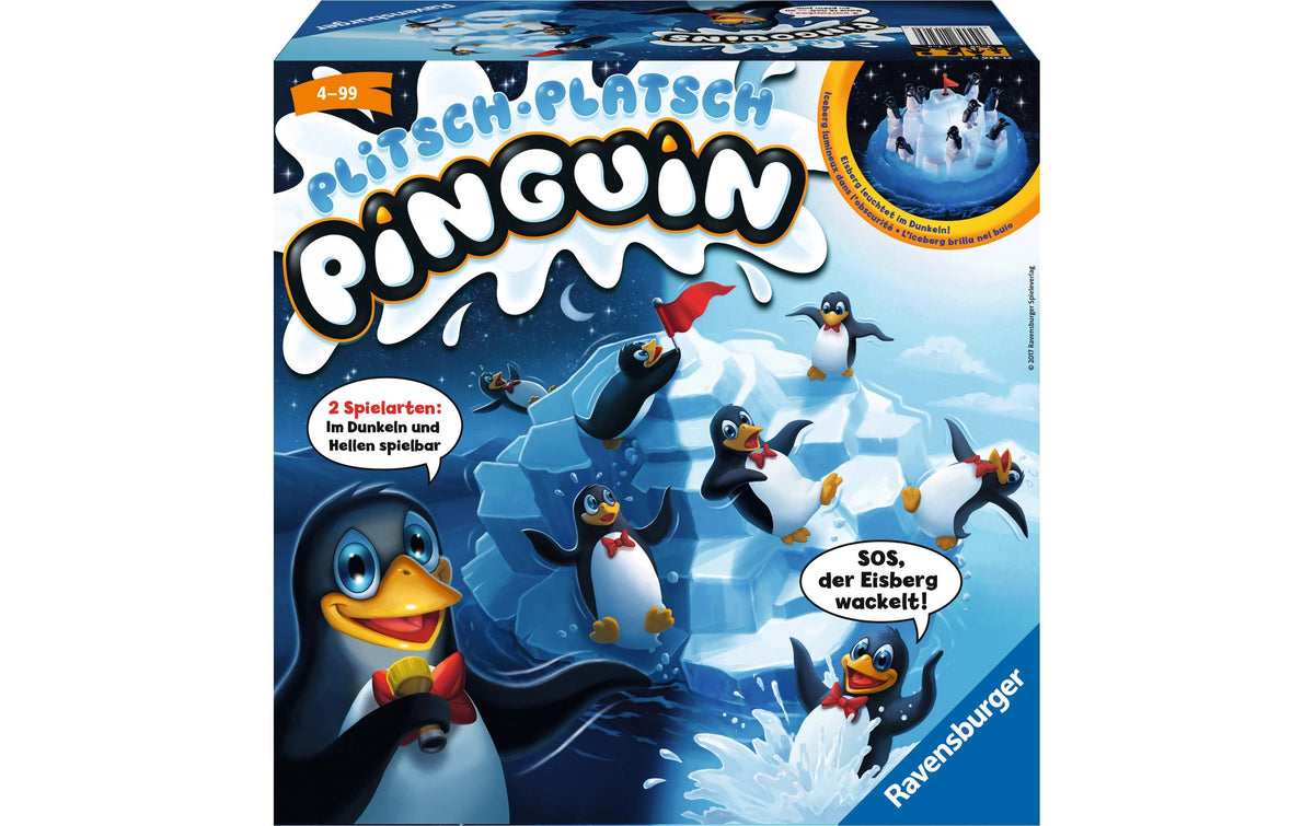 Ravensburger Plitsch Platsch Pinguin – Geschicklichkeitsspiel, 1–5 Spieler, ab 4 Jahren, 15 Min., DE/FR/IT