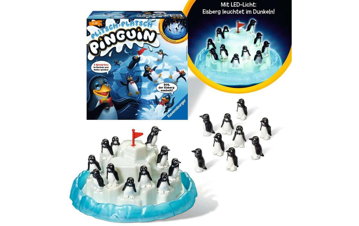 Ravensburger Plitsch Platsch Pinguin – Geschicklichkeitsspiel, 1–5 Spieler, ab 4 Jahren, 15 Min., DE/FR/IT