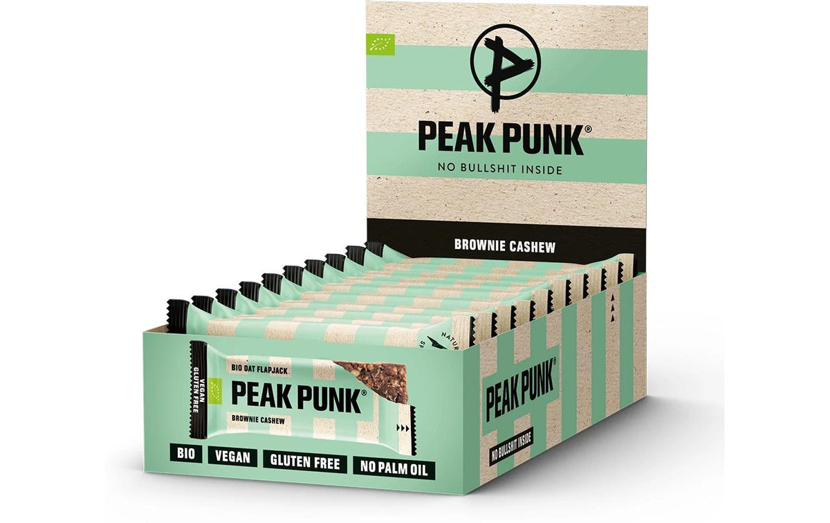 Peak punk Bio Haferflapjack – Brownie & Cashew, glutenfrei, vegan – 12 × 60 g