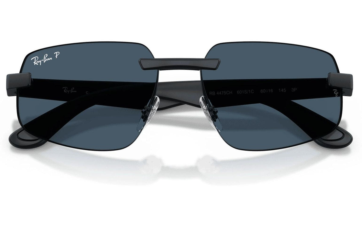 Ray-Ban Schutzbrille RB4475CH SAND BLACK – Blaue Gläser, UV-Schutz, Schwarzer Rahmen