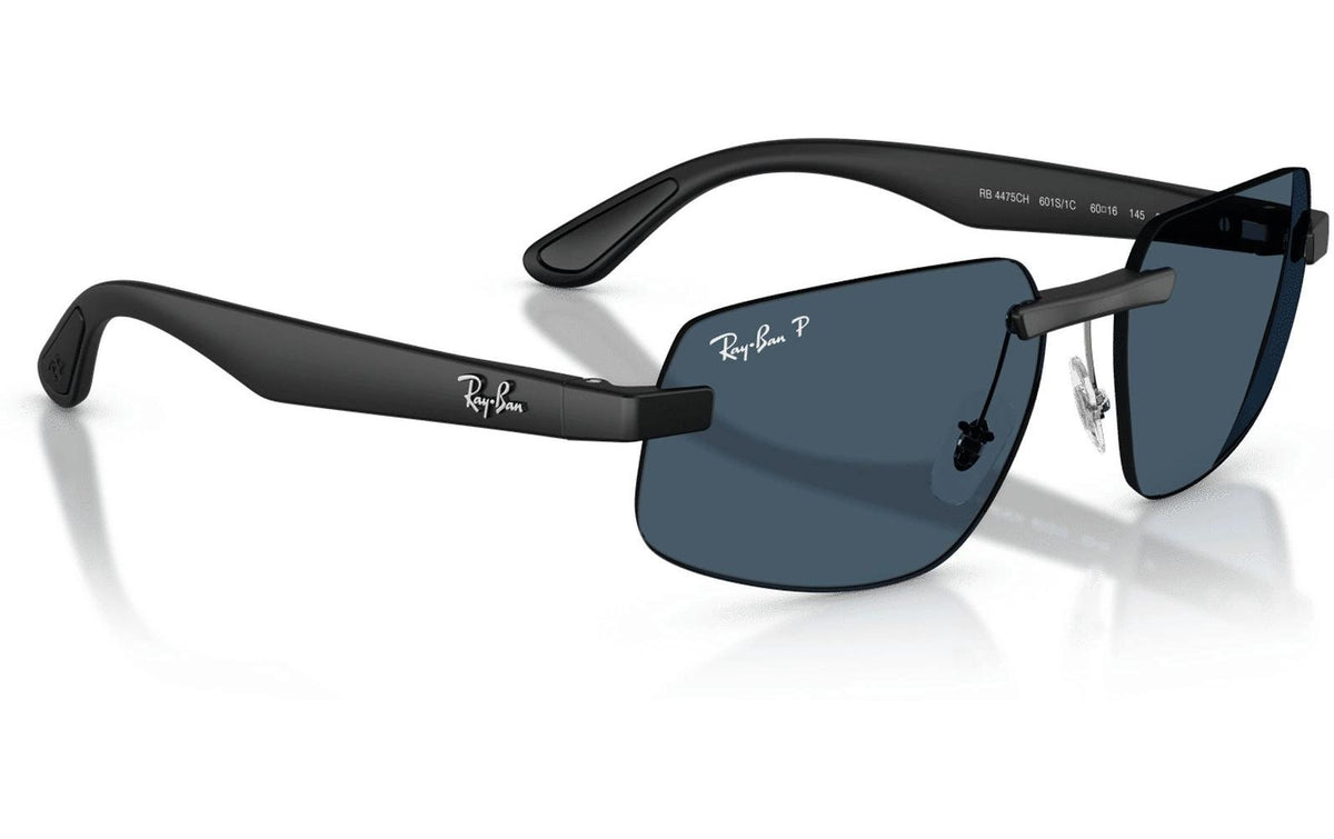 Ray-Ban Schutzbrille RB4475CH SAND BLACK – Blaue Gläser, UV-Schutz, Schwarzer Rahmen