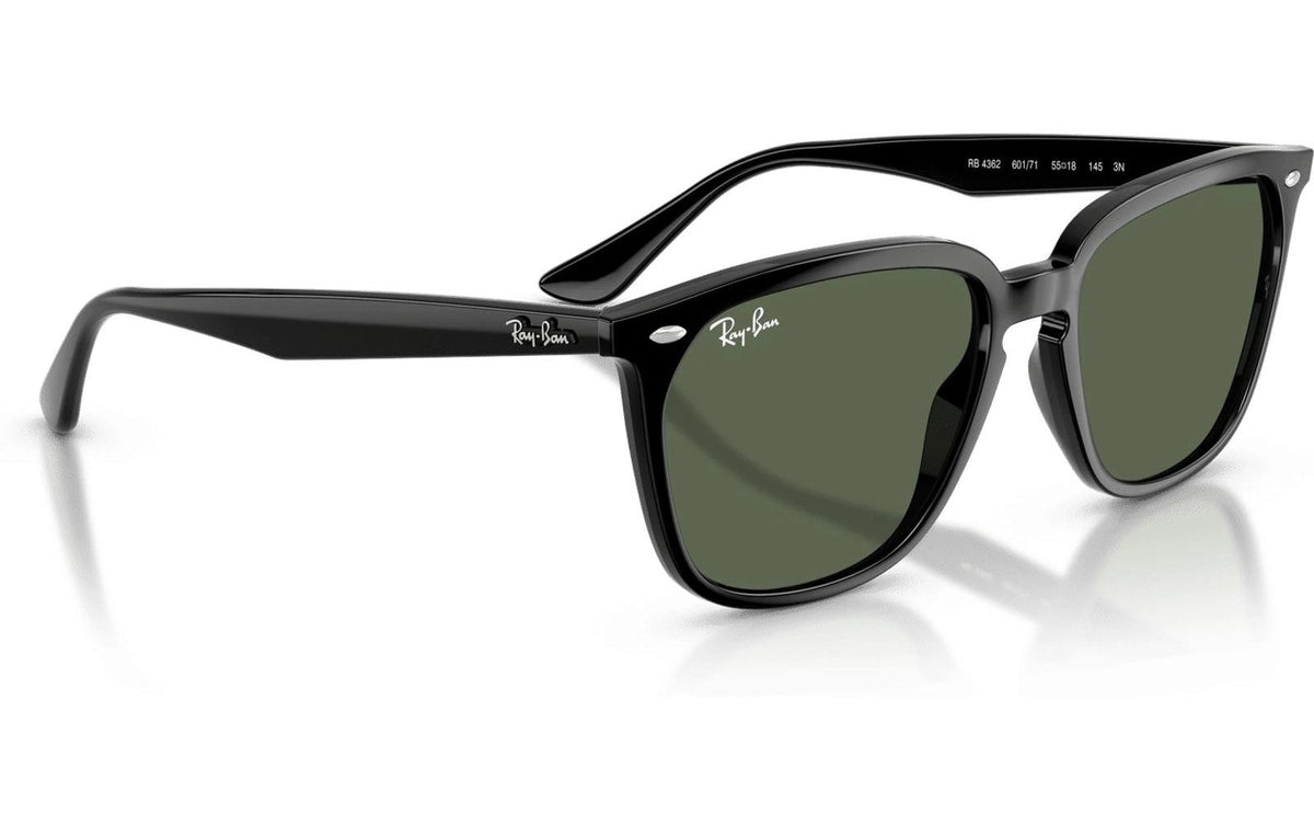 Ray-Ban Schutzbrille RB4362 – Dunkelgrüne Gläser, UV-Schutz, Schwarzer Rahmen
