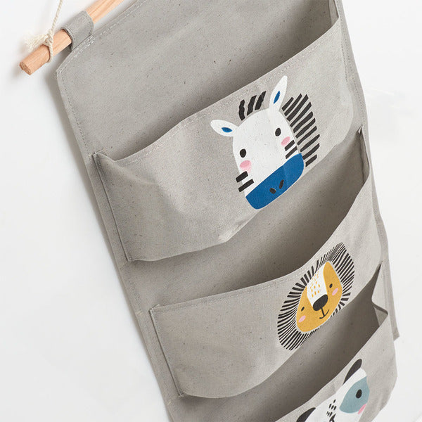 Zeller Present Aufbewahrungskorb – Baumwolle/Polyester/Holz – Grau – 3 Fächer, mit Seil