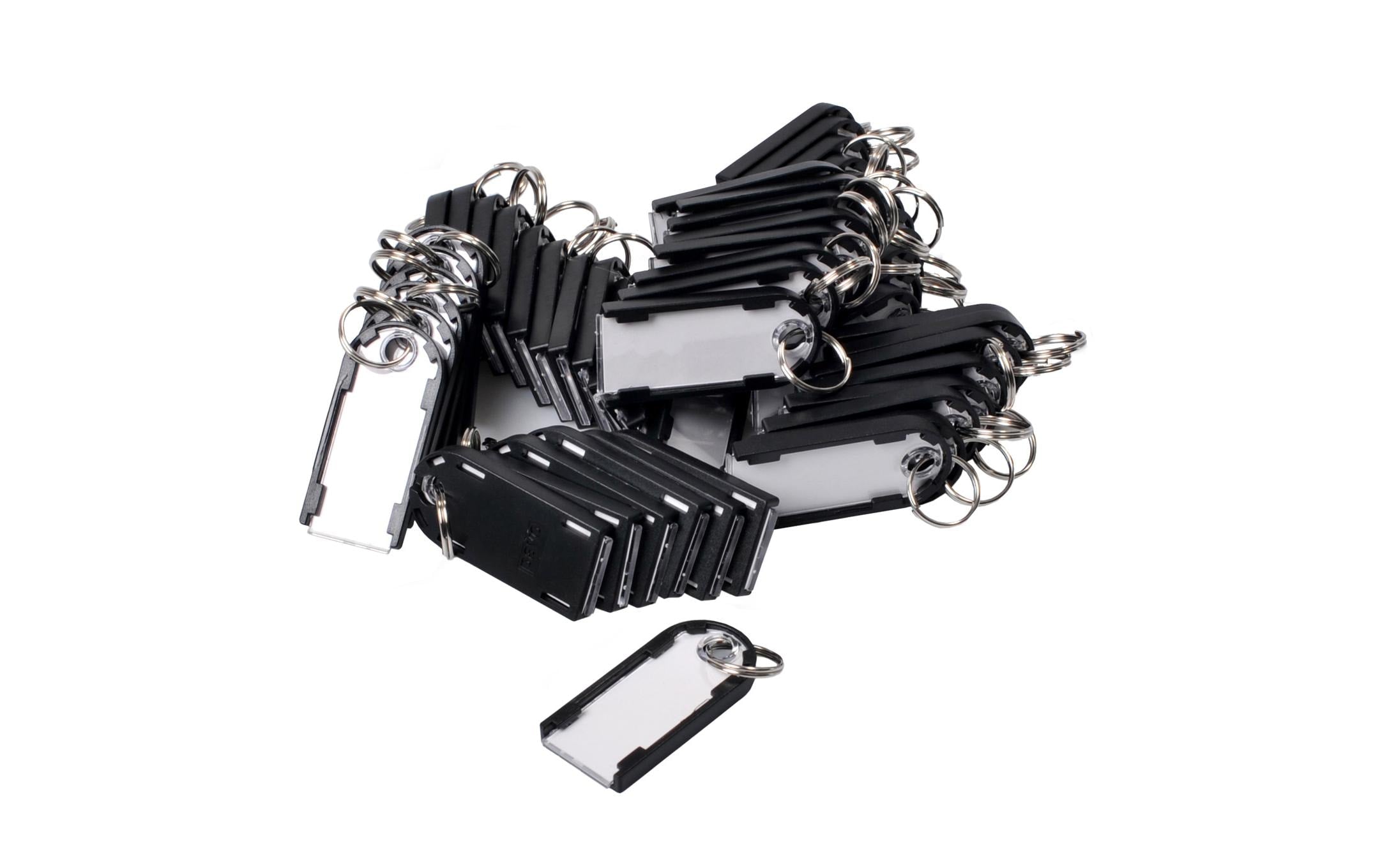 PAVO Magnetischer Schlüsselhalter – mit Beschriftungsfeld, Kunststoff, Schwarz, 50er-Pack