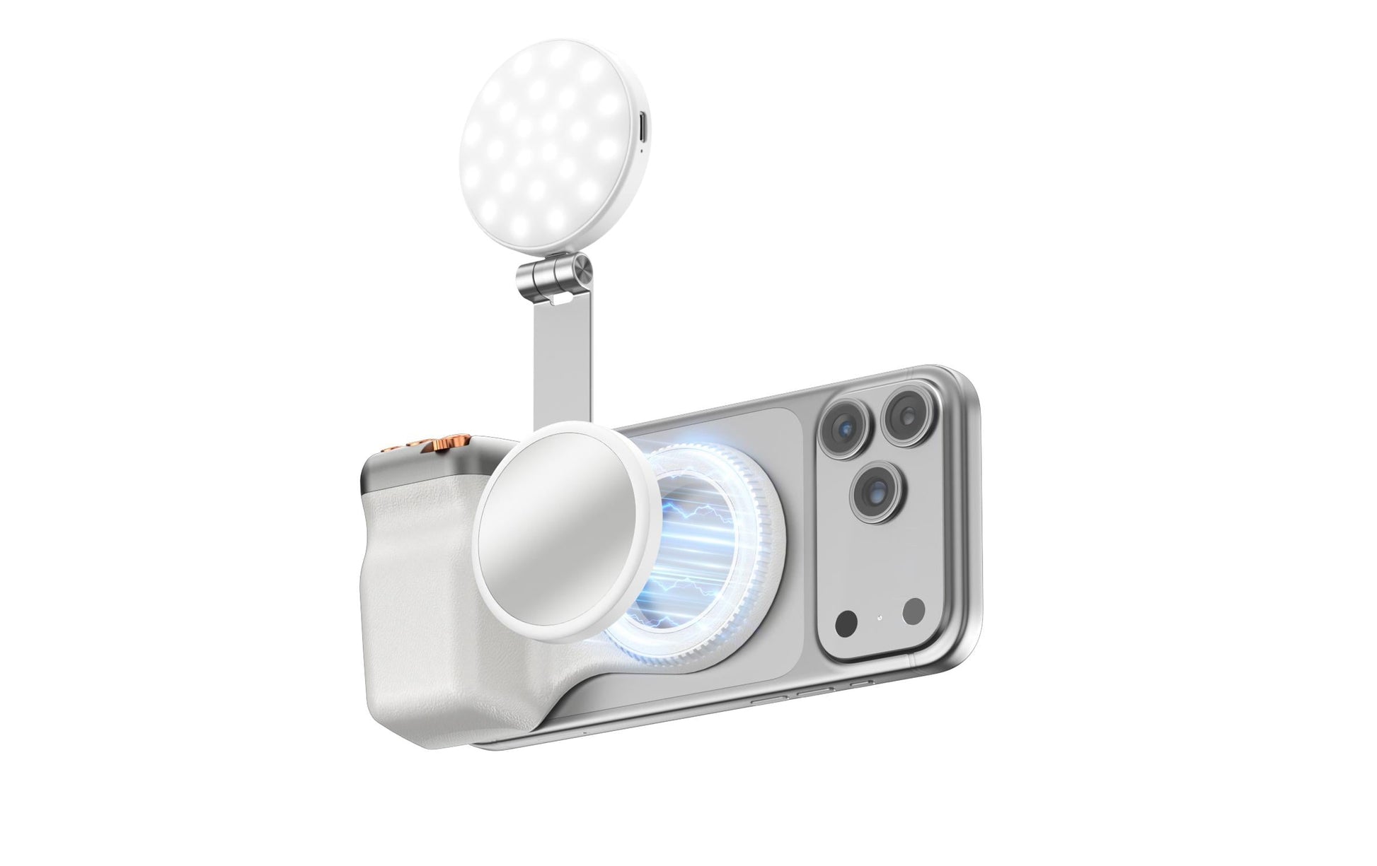 4smarts Foto-/Video-Griff – magnetisch, Fill Light – für MagSafe – Weiss