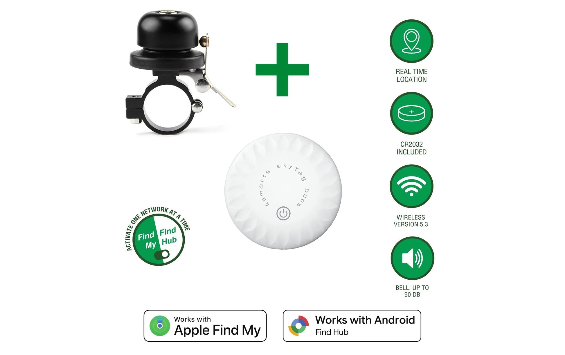 4smarts SkyTag Duos – Bluetooth-Tracker – für Apple Wo ist? und Android – Schwarz/Weiss
