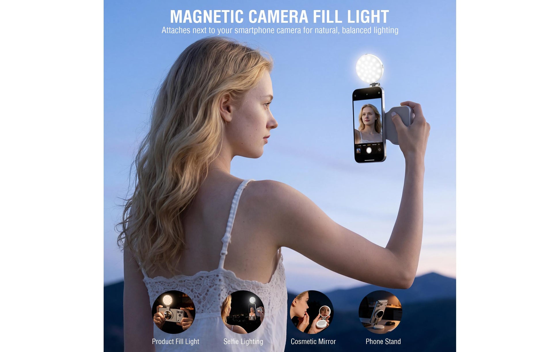 4smarts Foto-/Video-Griff – magnetisch, Fill Light – für MagSafe – Weiss