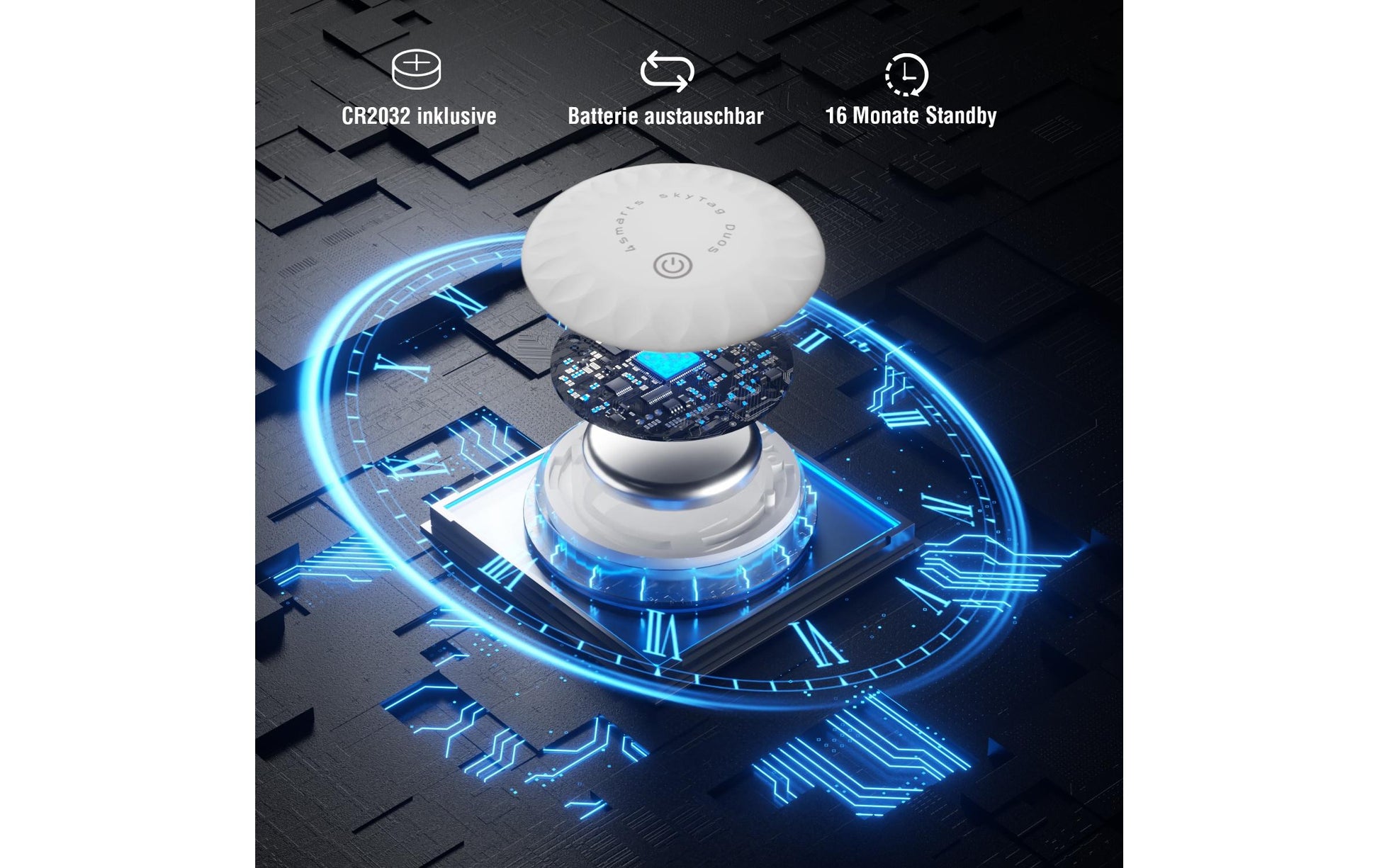 4smarts SkyTag Duos – Bluetooth-Tracker – für Apple Wo ist? und Android – Schwarz/Weiss