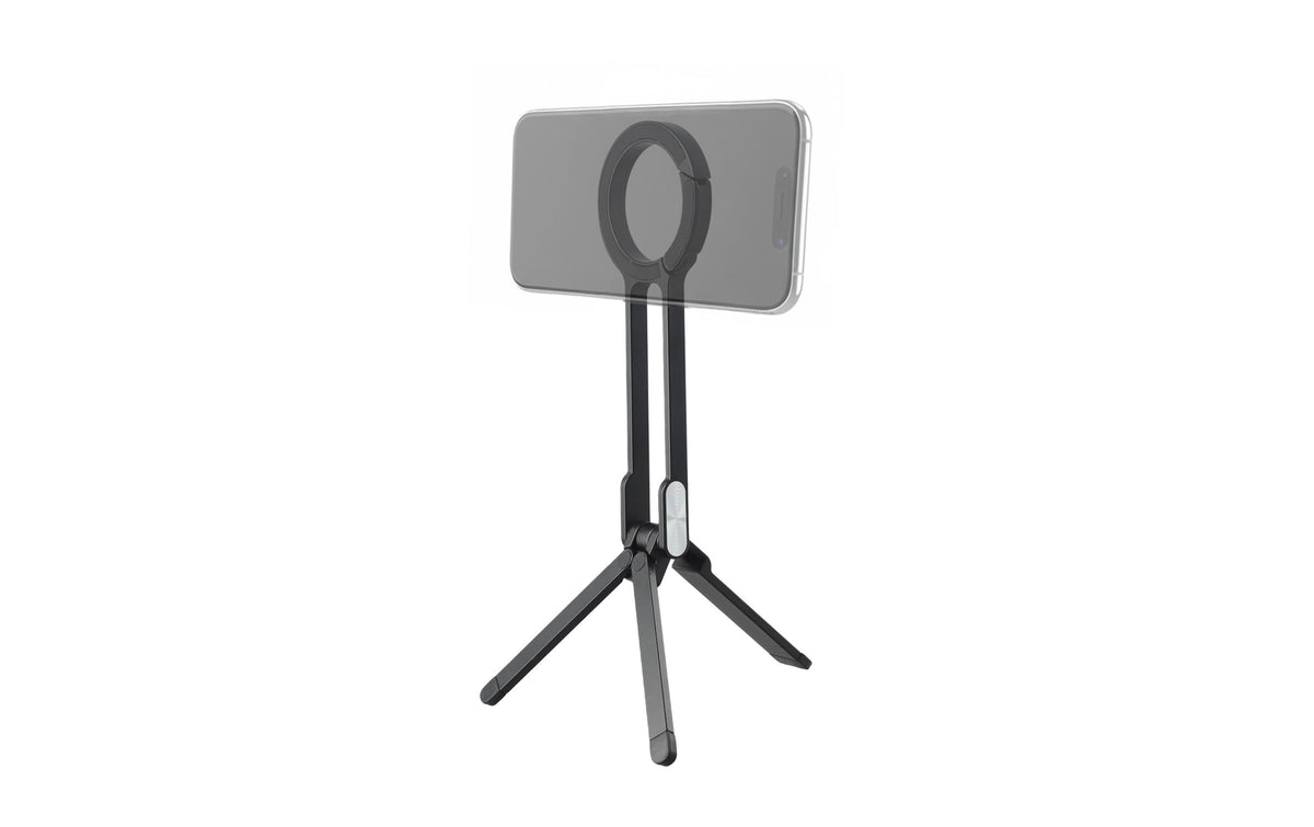 4smarts Stativ-Halter – Foto-Griff – MagSafe – für MagSafe-fähige Smartphones – Schwarz/Silber