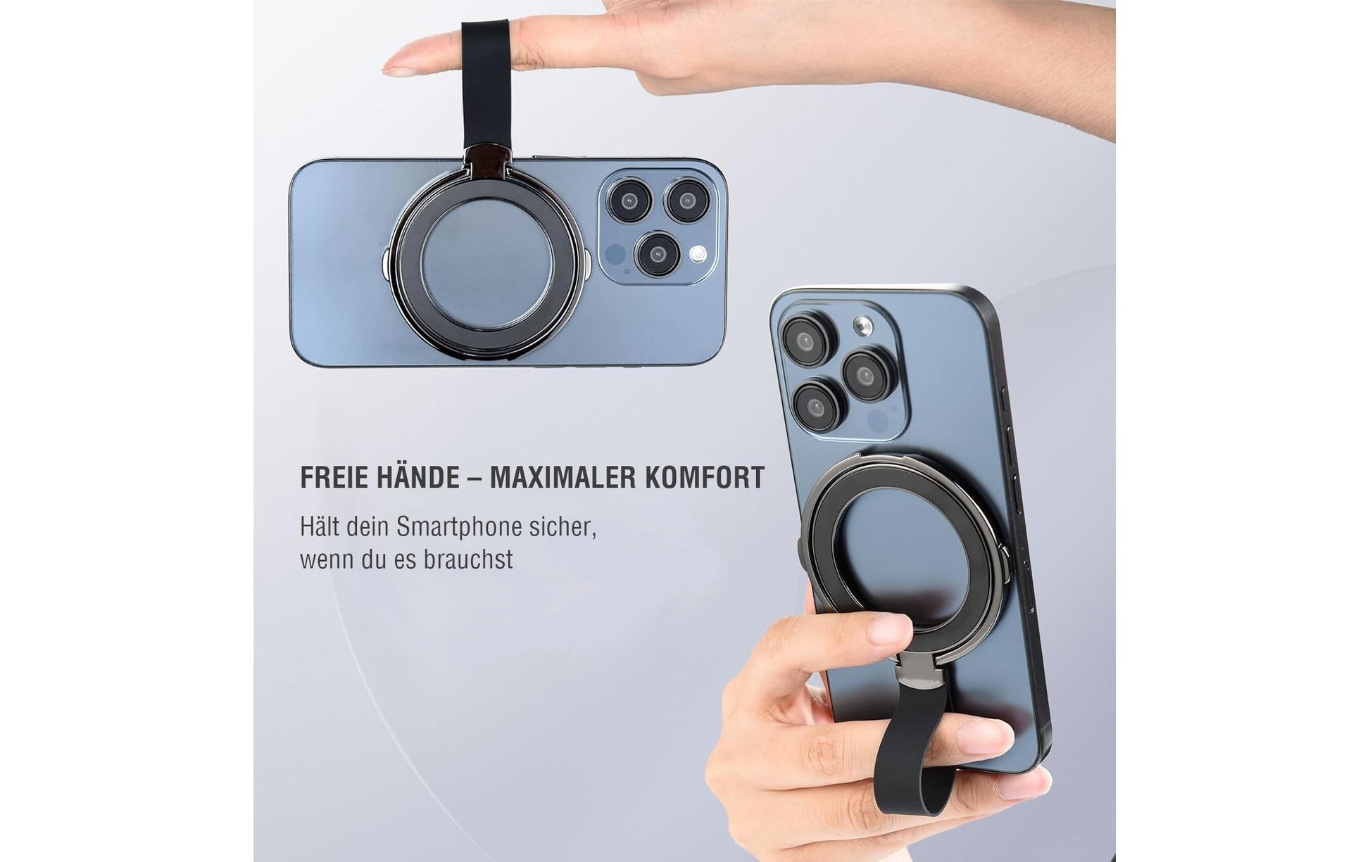 4smarts Telefonring – MagSafe – für iPhone ab Generation 12, Hüllen mit Magnetfunktion – 2er Set