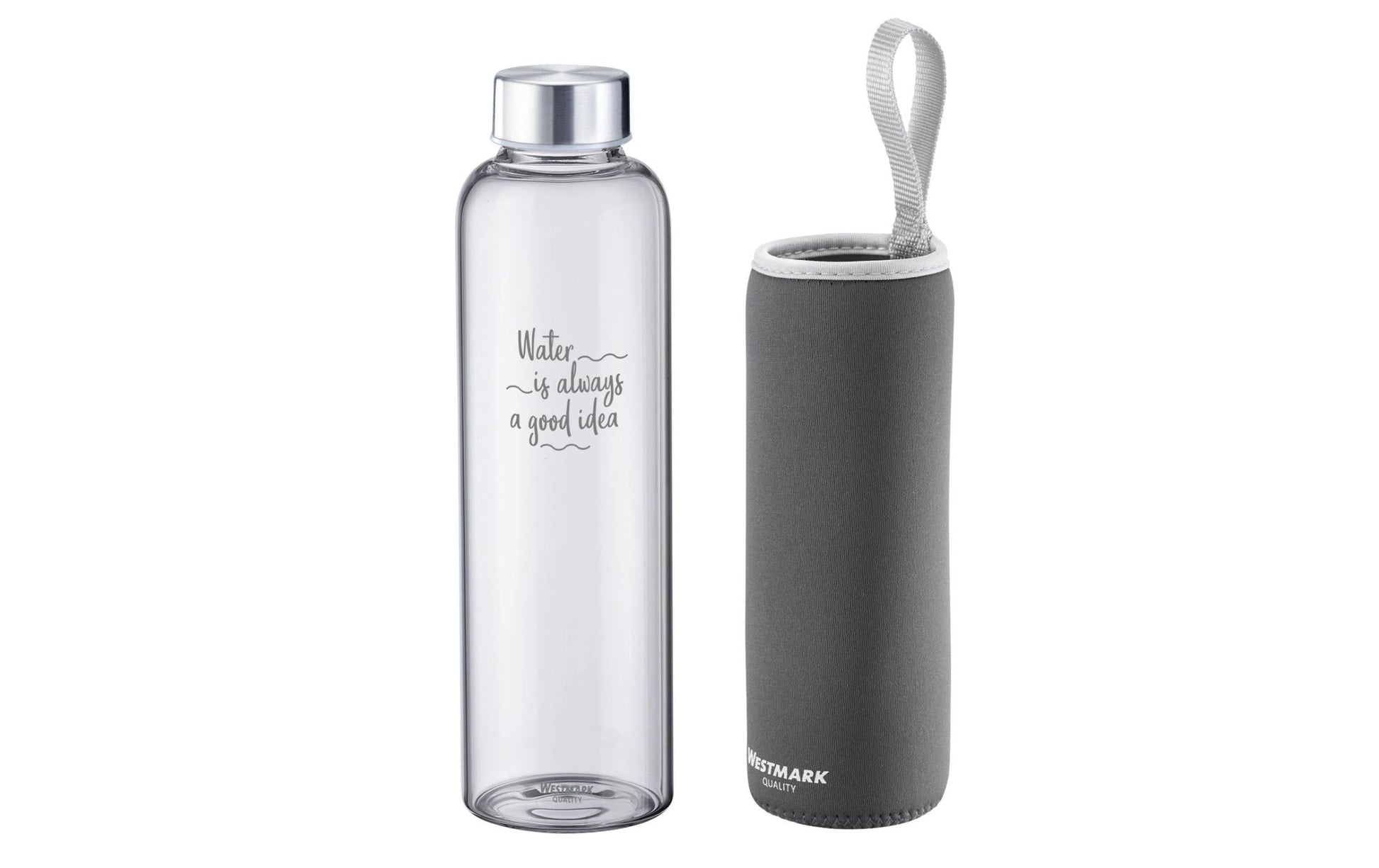 Westmark Viva Trinkflasche 550 ml – Glas, Schraubverschluss, Anthrazit