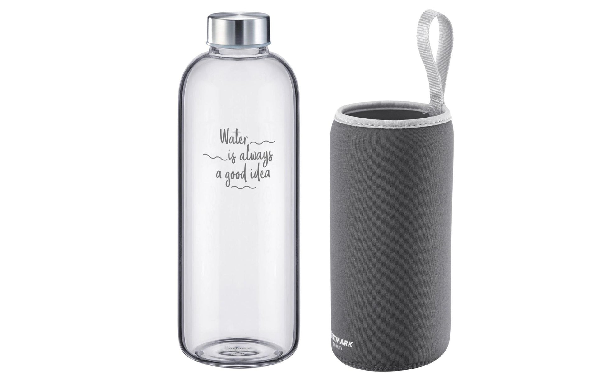 Westmark Viva Trinkflasche 1 l – Glas, Schraubdeckel, Anthrazit