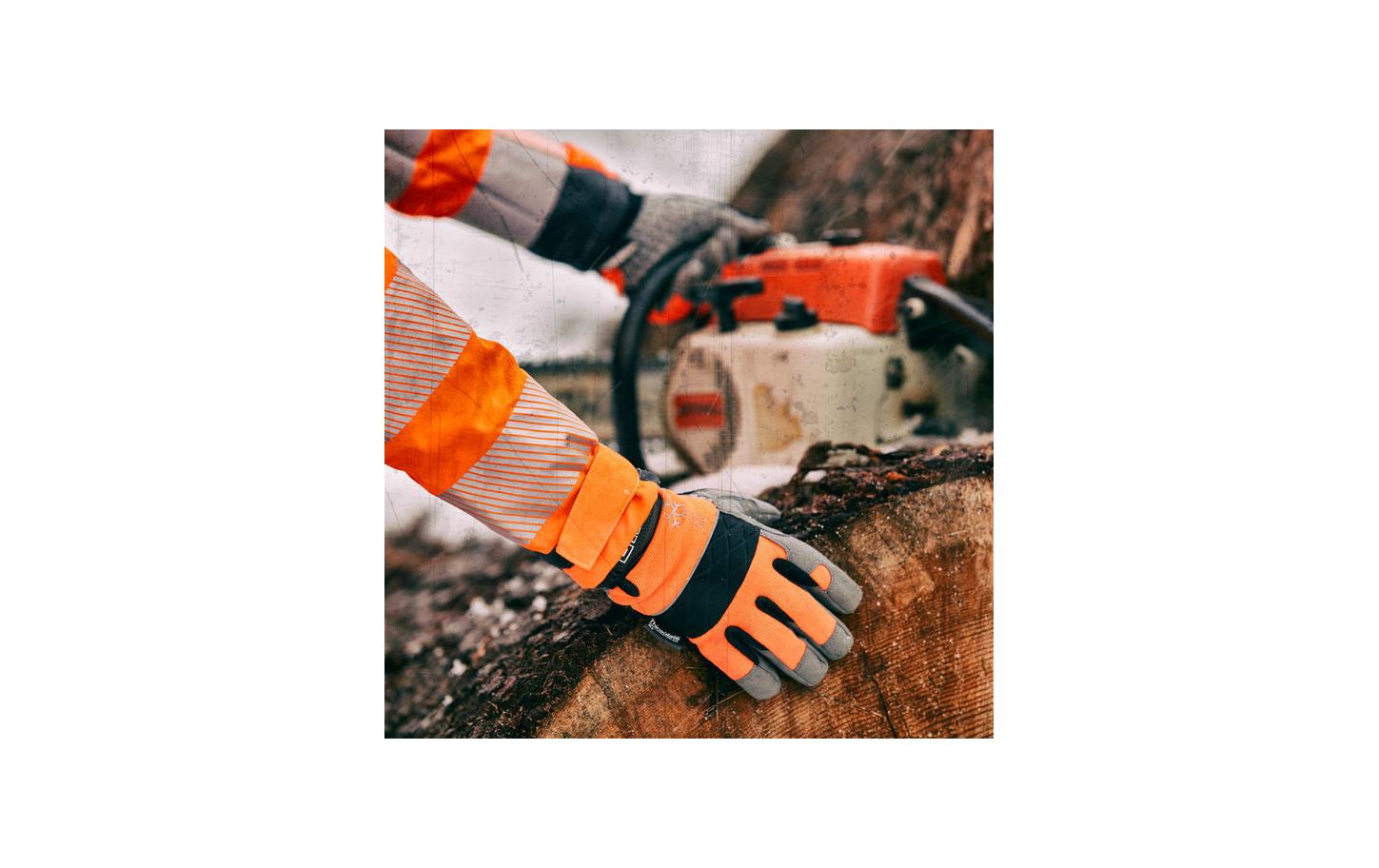 Gebol Arbeitshandschuhe, Master Thermo – Grösse 10 – Kunstleder, Neopren – Grau/Orange, wasserfest
