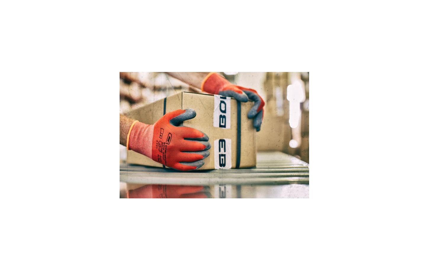 Gebol Arbeitshandschuhe, Eco Grip – Grösse 8, 1 Stück – Latex, Grau/Orange, Reissfest, wasserfest
