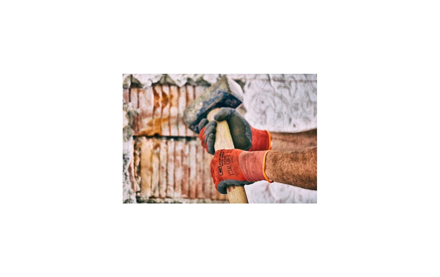 Gebol Arbeitshandschuhe Eco Grip – Grösse 9, 1 Stück – Latex, Grau/Orange, reissfest, wasserabweisend
