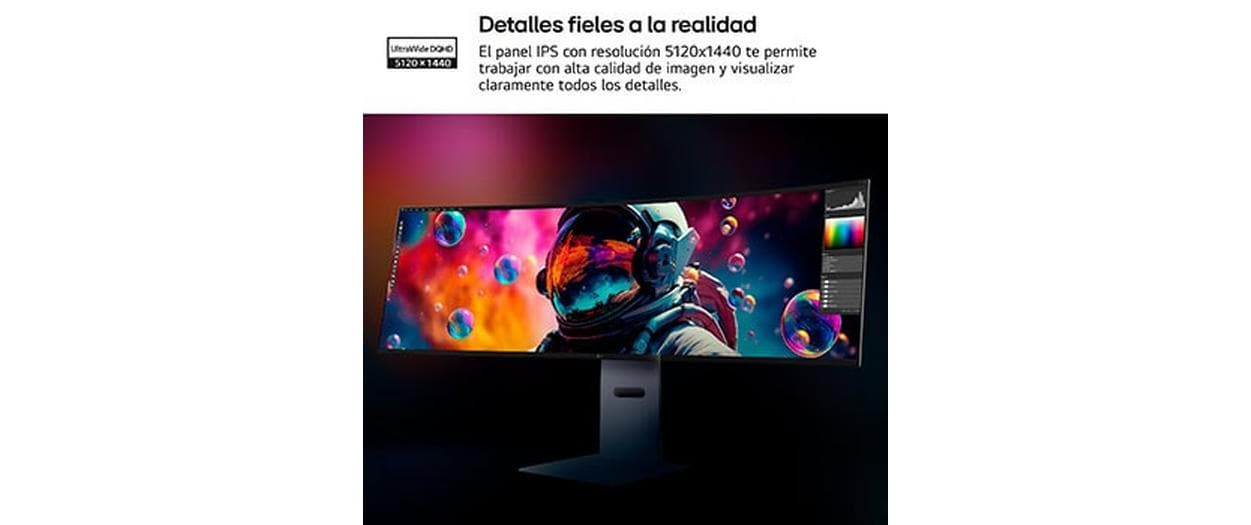 LG 49U950A-W – 49" Curved, 5120 × 1440 (DQHD), IPS, 144 Hz, USB-C 90 W, KVM